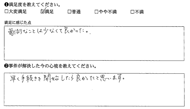 早く手続きしたらよかったです